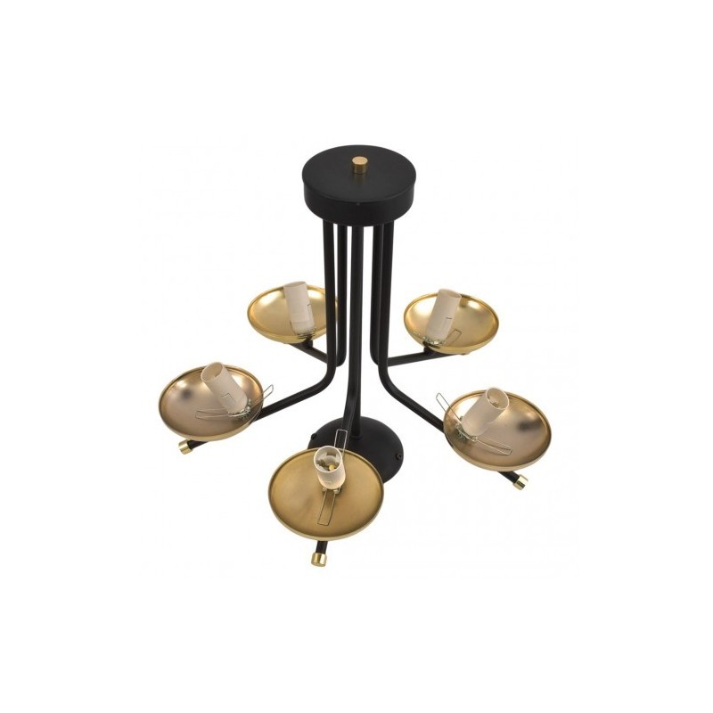 Lampa sufitowa do sypialni z 5 ramionami złota