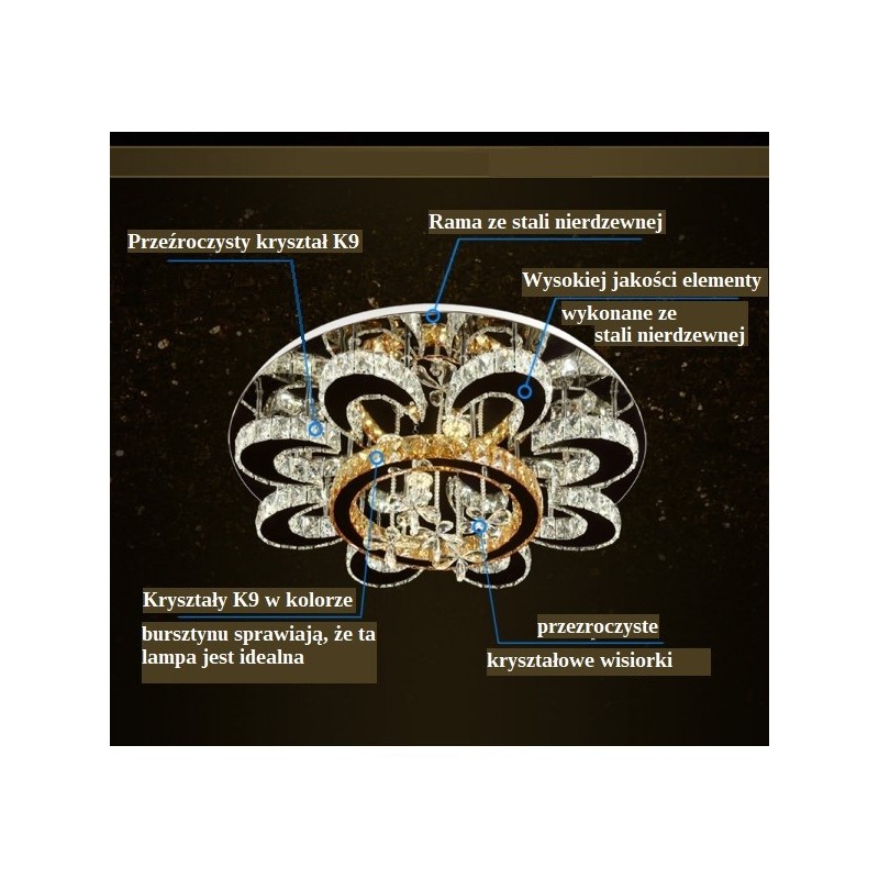 plafon z kryształami złoty