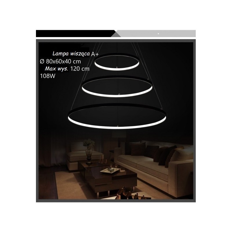 Czarna Lampa wisząca do dużego pokoju