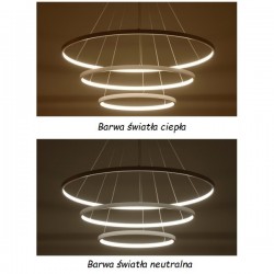 Lampa wisząca LED z pilotem – 3 pierścienie, nowoczesna lampa do salonu