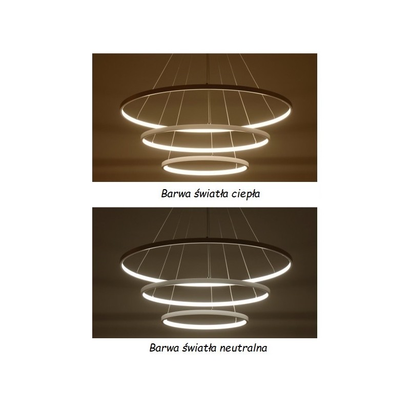 Lampa wisząca LED z pilotem – 3 pierścienie, nowoczesna lampa do salonu