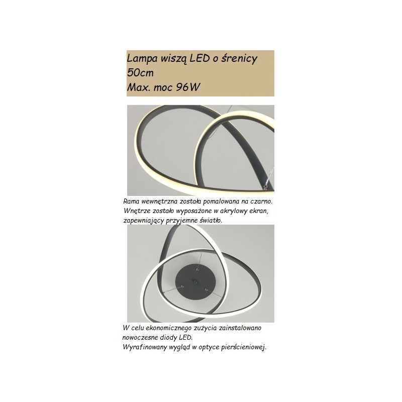 Lampa wisząca LED szara sterowana pilotem