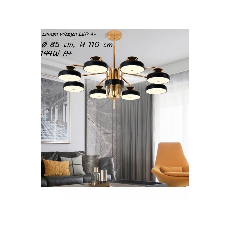 Lampa do salonu z czarnymi kloszami Lampa do salonu z czarnymi kloszami