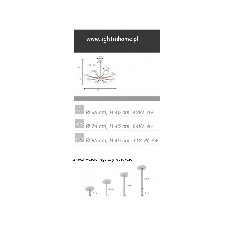 Wymiary Lampy sufitowej LED do salonu