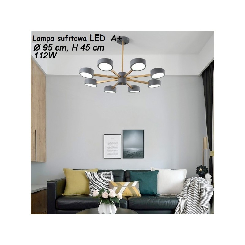 Szara lampa sufitowa do jadalni