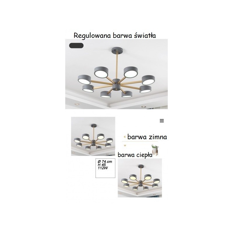 Szara lampa sufitowa do biura