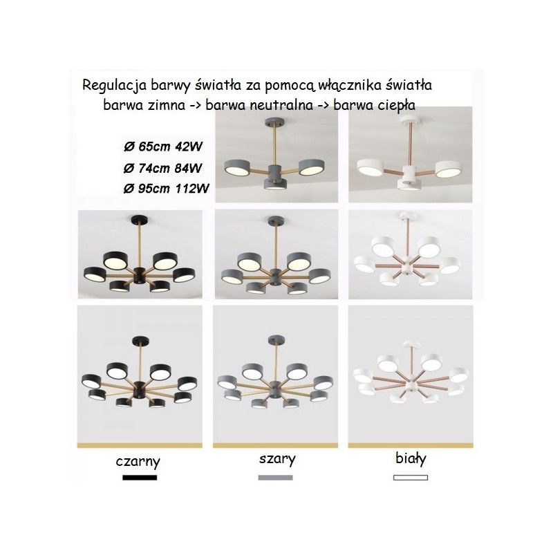 Lampy sufitowe LED do salonu czarna, szara, biała