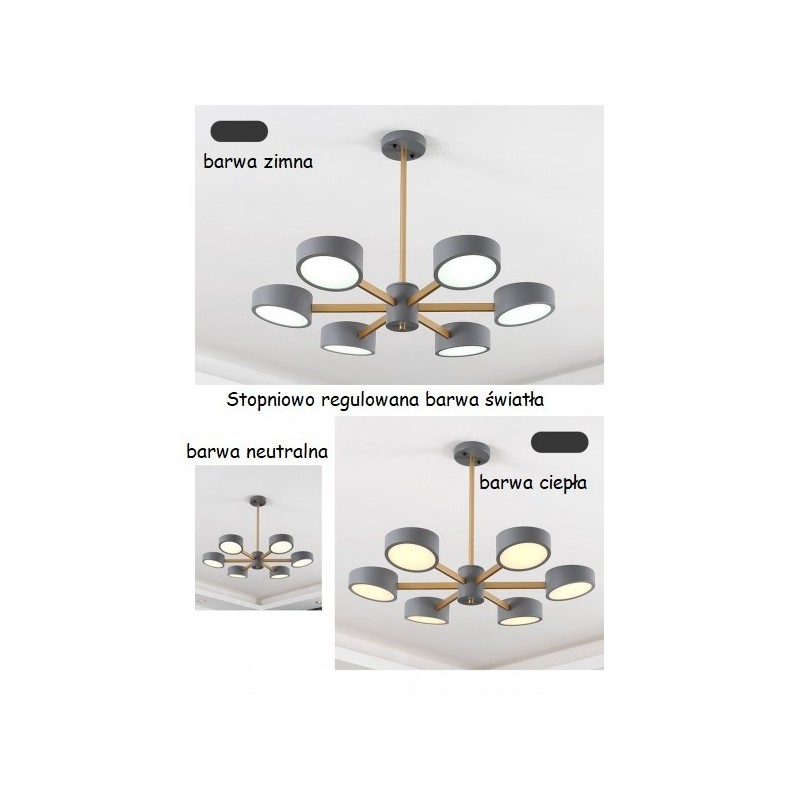 Lampy LED wiszące do salonu szare