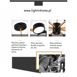 Duże lampy LED do Salonu czarne  z dodatkiem koloru drewna