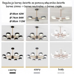 Duże lampy LED do Salonu czarne szare i białe z dodatkiem koloru drewna