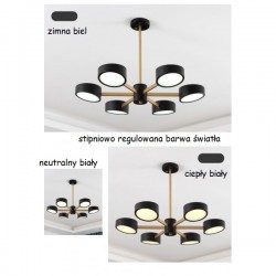 Lampy LED czarne z dodatkami koloru drewna do jadalni