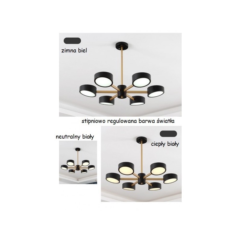 Lampy LED czarne z dodatkami koloru drewna do jadalni