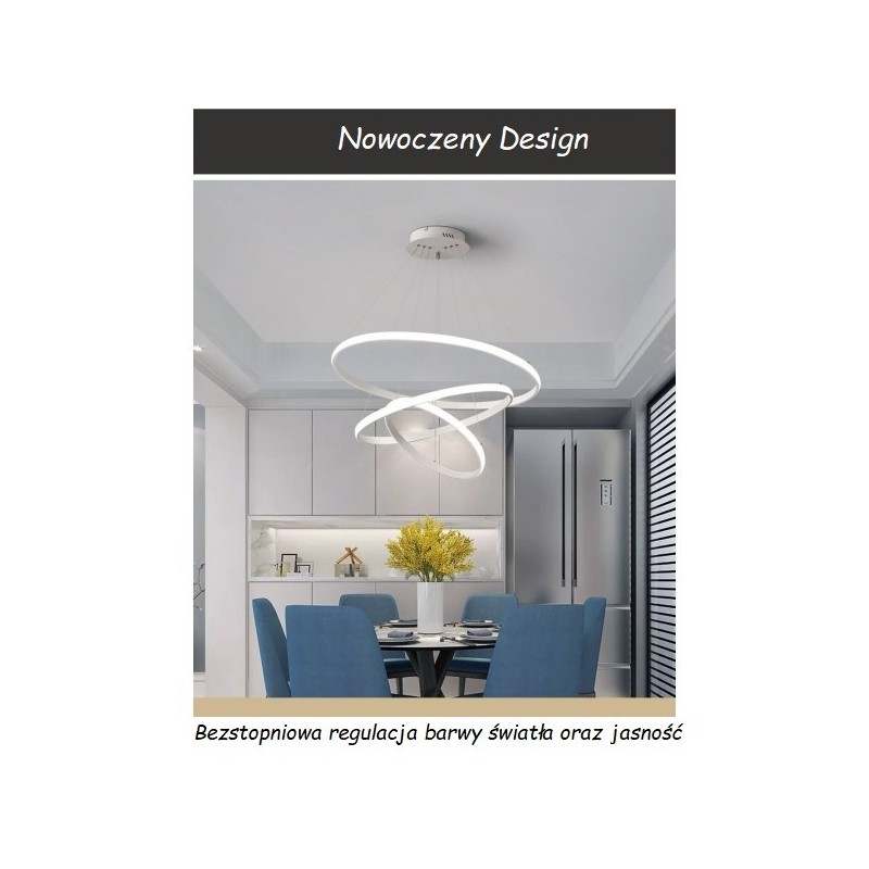 Nowoczesna lampa wisząca biała sterowana pilotem Nowoczesna lampa wisząca biała sterowana pilotem