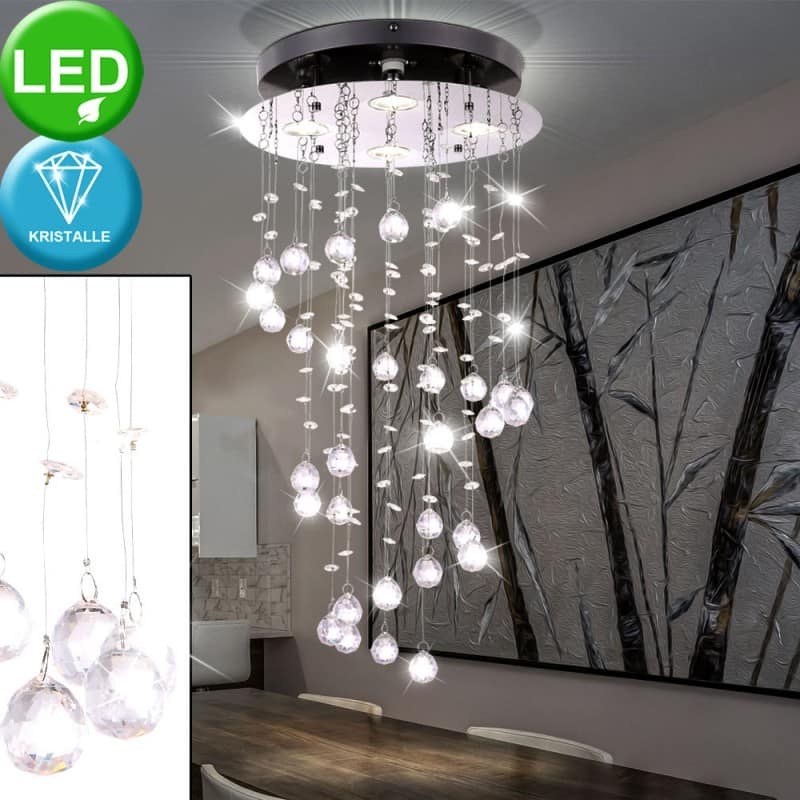 Lampa sufitowa z długimi kryształkami