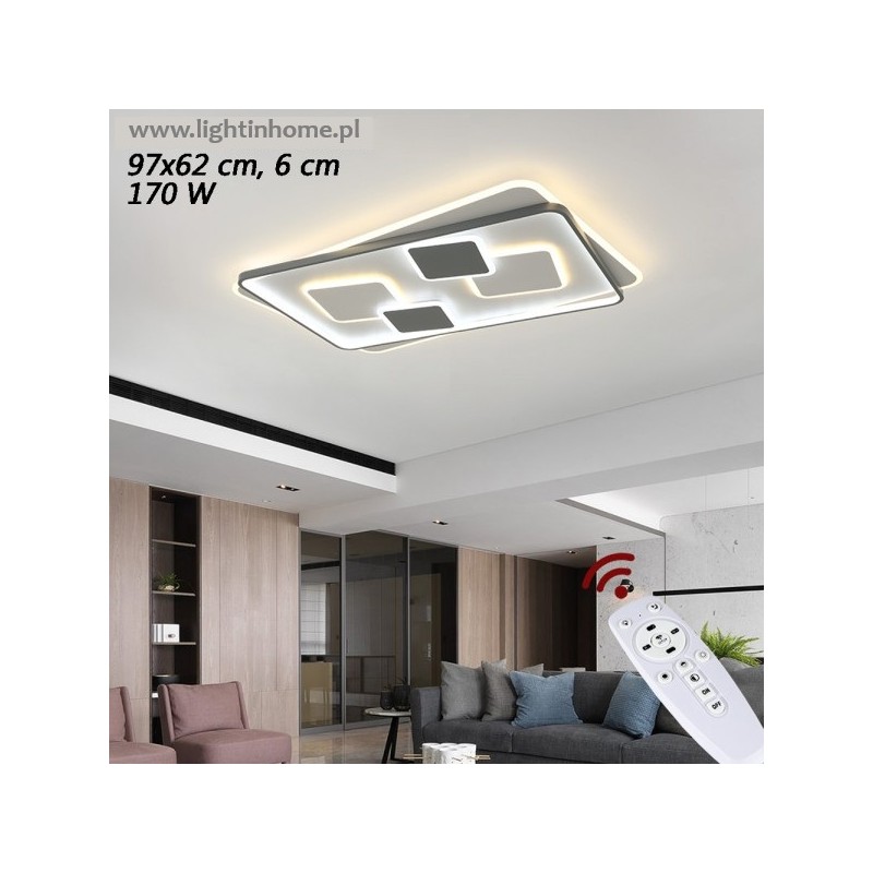 plafon led do salonu duży nowoczesny sterowany pilotem