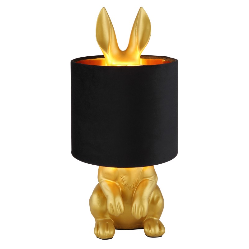 Złota czarna lampa stołowa nocna rabbit