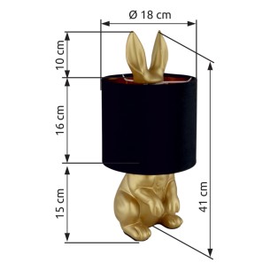 złota lampka nocna z czarnym abażurem