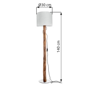 Lampa stojąca naturalna drewniana z białym abażurem