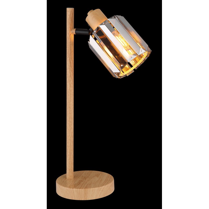 Lampa nocna stołowa imitacja drewna