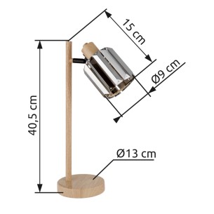 stylowa lampka nocna stołowa z kryształami imitacja drewna