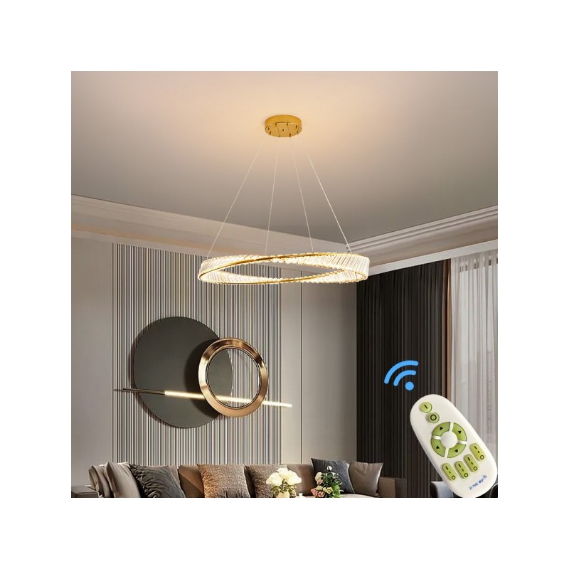 złota lampa wisząca LED z kryształami i pilotem złota lampa wisząca LED z kryształami i pilotem