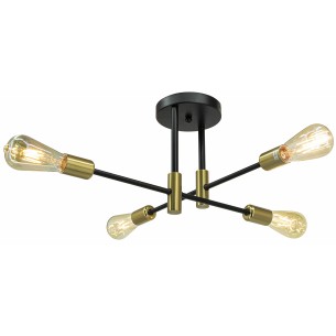 lampa loft czarno złota 4xE27
