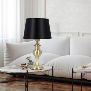 lampka nocna złota czarny abażur