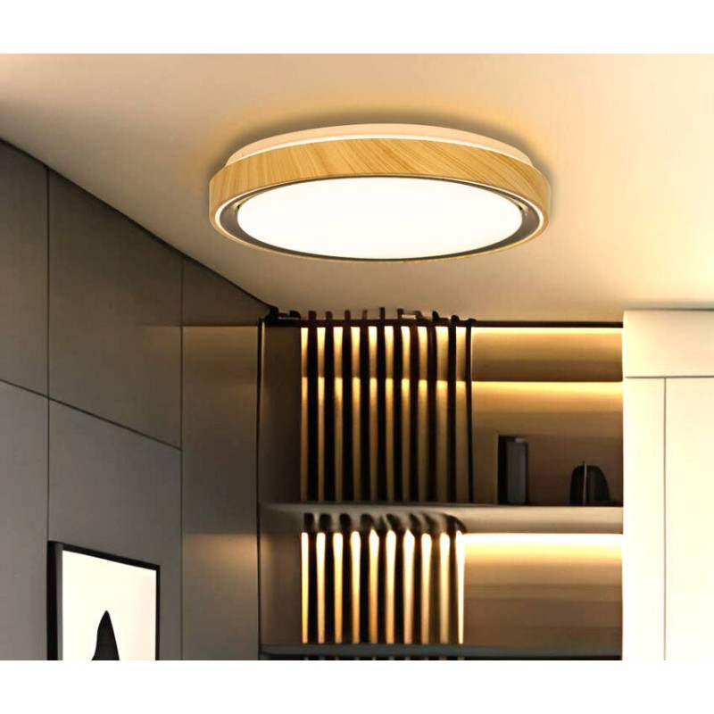 plafon led aflo drewno czarny