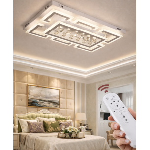 Plafon LED duży do salonu z kryształami