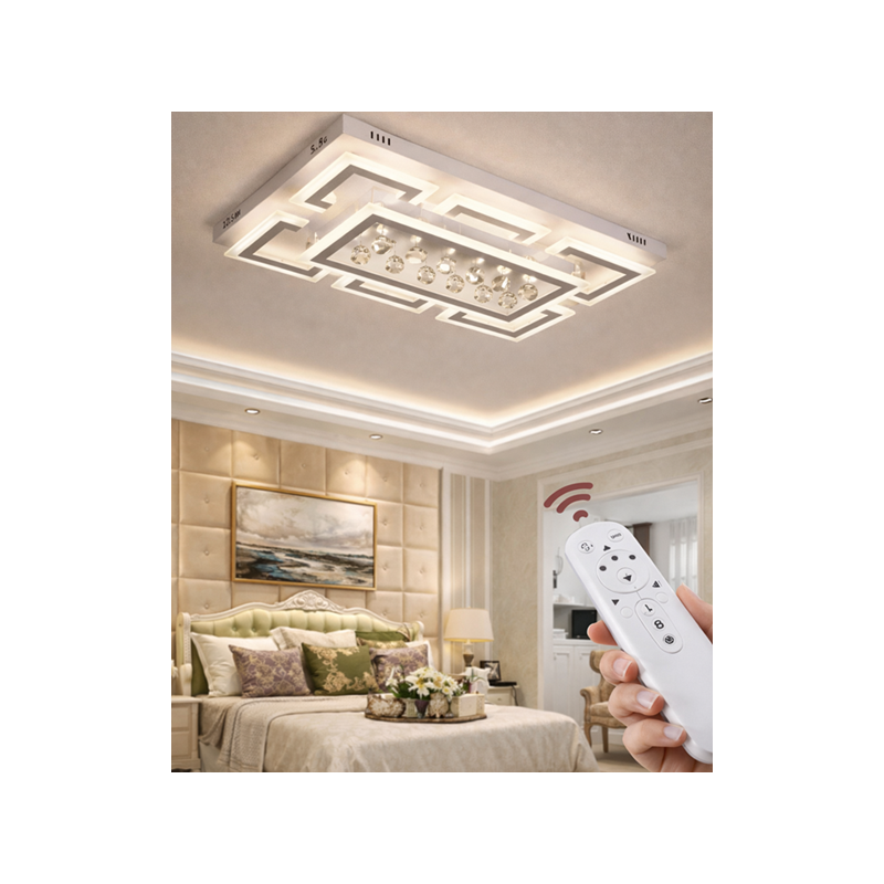 Plafon LED duży do salonu z kryształami