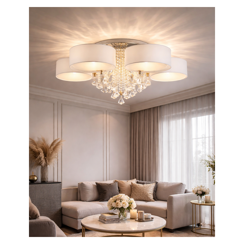 Lampa kryształowa LED do salonu z efektem wow