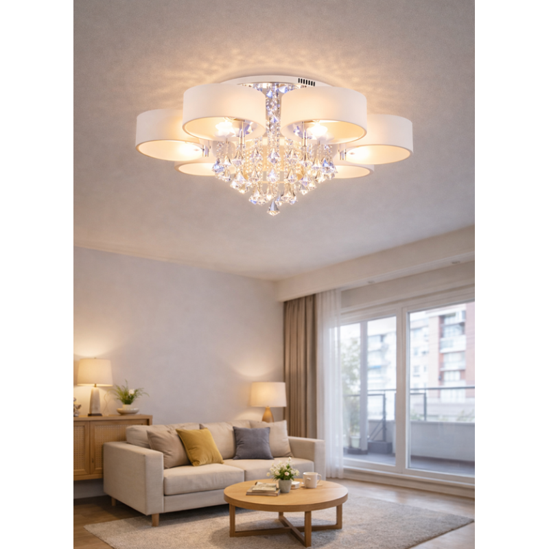 Duża lampa LED  do salonu kryształowa