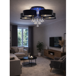 Żyrandol kryształowy czarny do salonu