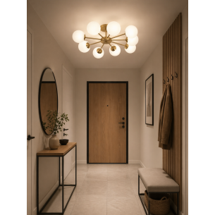 Lampa sufitowa złota ze szklanymi kulami