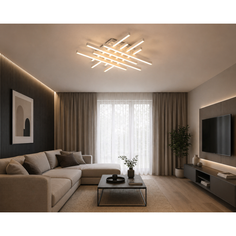 Duża lampa sufitowa LED nowoczesna na pilota