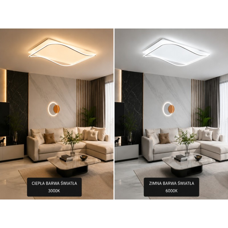 plafon LED z pilotem zmiana barwy światła 3000K 6000K ciepła zimna salon