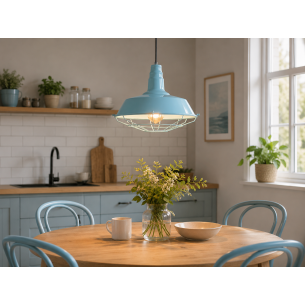 lampa wisząca błękitna retro do kuchni