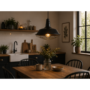 czarna lampa wisząca loft do kuchni