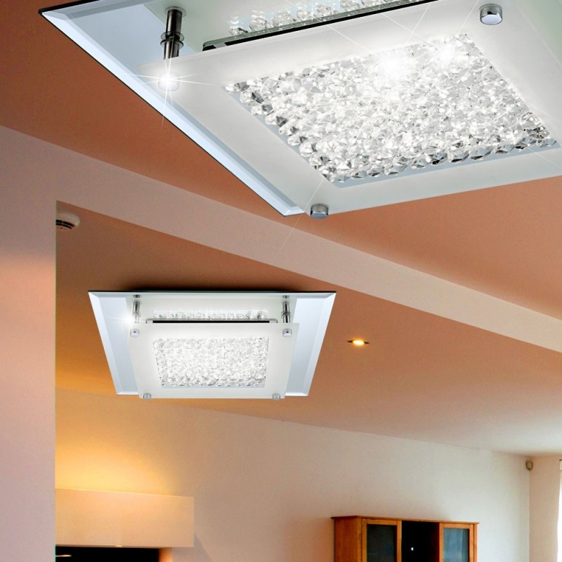 Plafon sufitowy led z kryształkami do przedpokoju