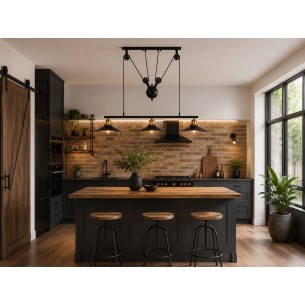 Czarna lampa w stylu loft do jadalni
