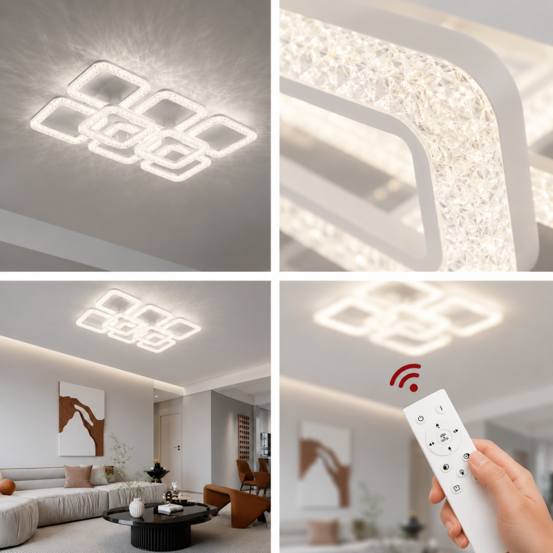 lampa sufitowa kryształowa efekt światła duża