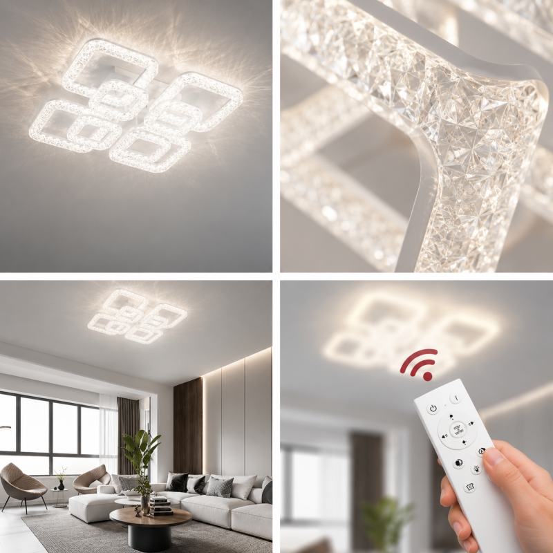 plafon led kryształowy elegancki salon