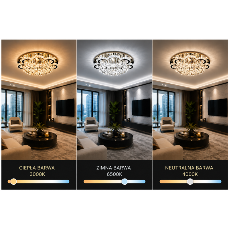 plafon led z kryształami pilot salon