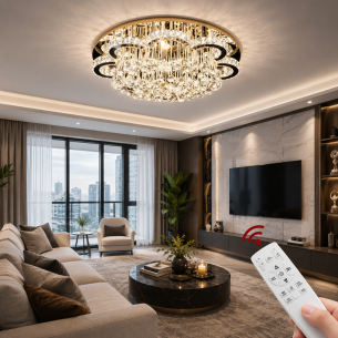 plafon led kryształowy luksusowy salon
