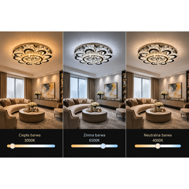 żyrandol led glamour salon elegancki