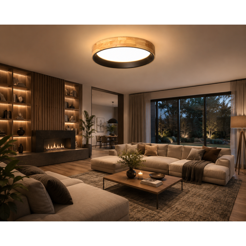 lampa sufitowa drewno czarna