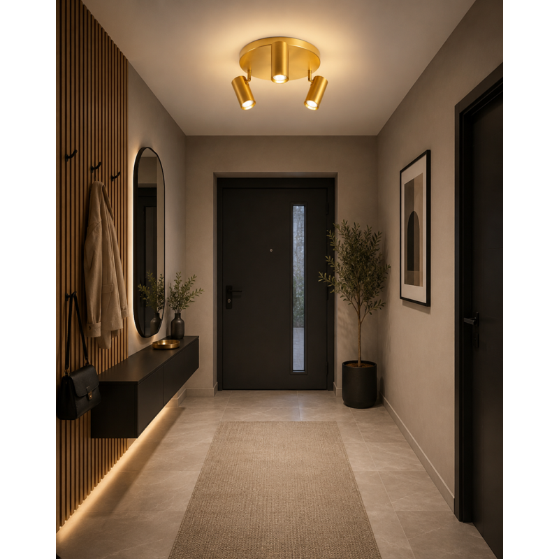 lampa punktowa złota 3xgu10 sufitowa