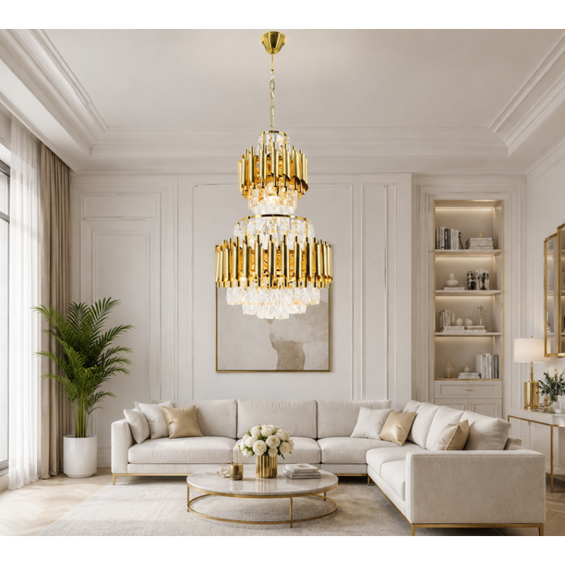 żyrandol kryształowy złoty salon żyrandol kryształowy złoty salon