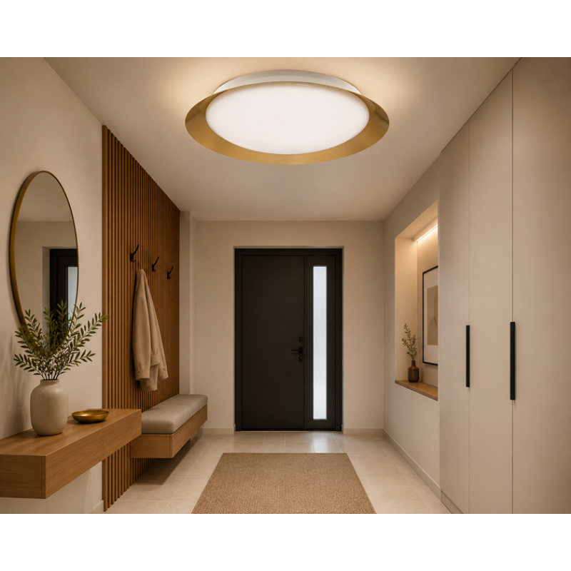 plafon led biało złoty 50 cm