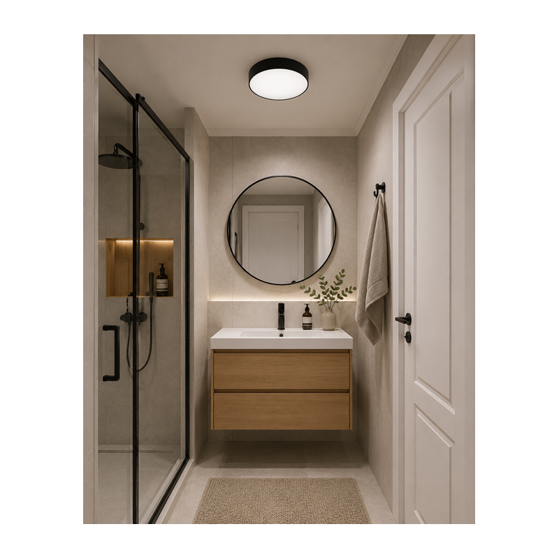 mały plafon led 18cm czarny do łazienki mały plafon led 18cm czarny do łazienki